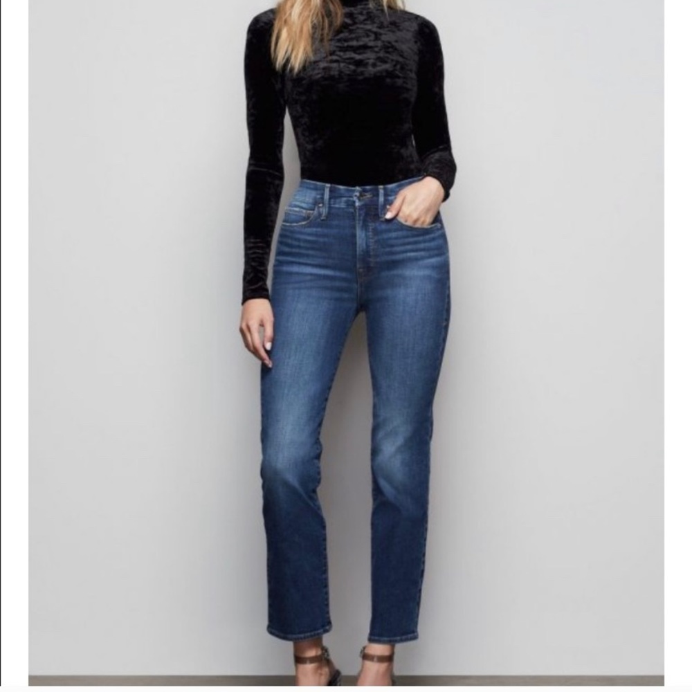 Good American Good Straight Blue Jeans